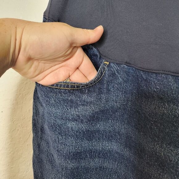 Old Navy Size 18 Dark Wash Full Panel Maternity Slouchy Straight Jeans - Picture 6 of 10